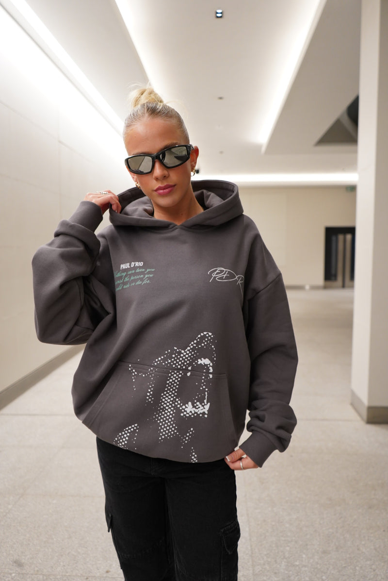 Grey Doberman Faced Signature PDR Ultra Heavy Hoodie