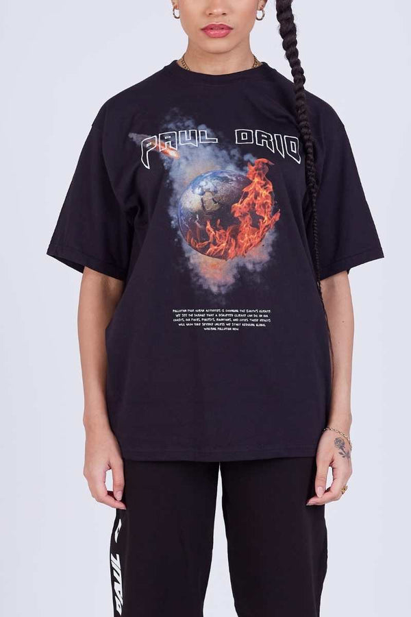 Black Blazing Global Warming T-shirt
