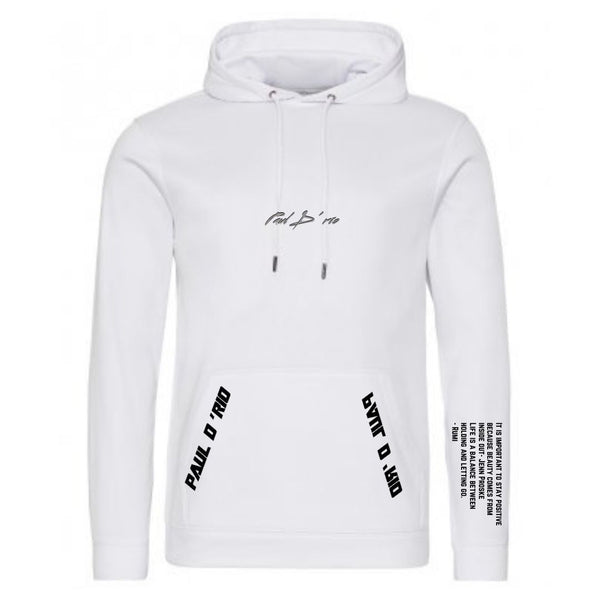 Arctic White Scripted Polyester Hoodie