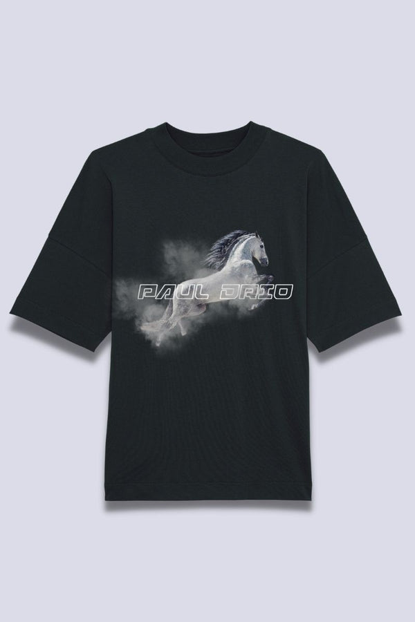 Black "White Horse" T-shirt