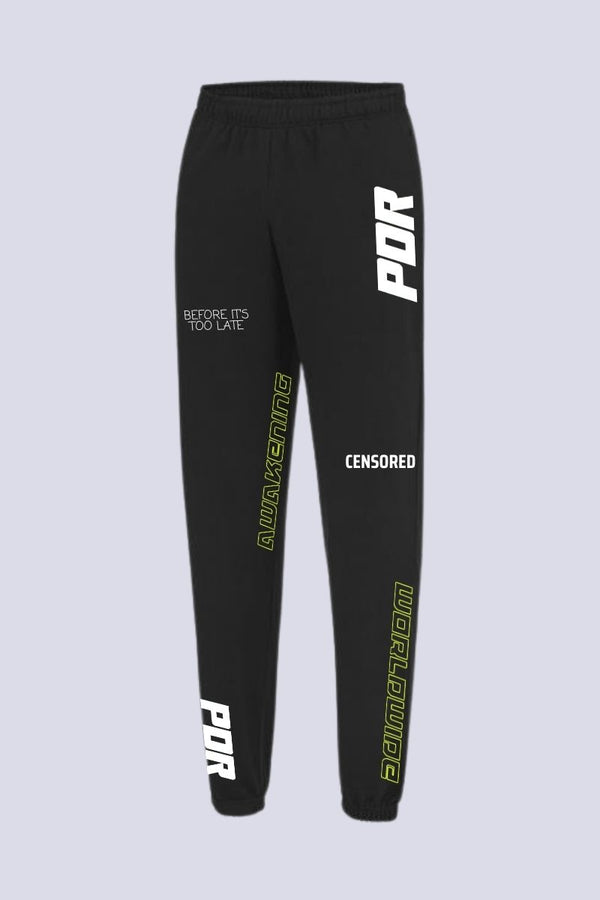 Black and Neon Green Limited Worldwide Joggers