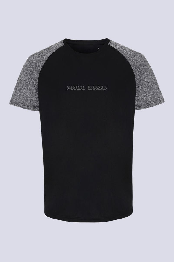 Men's Black Contrast Sleeve Performance T-shirt
