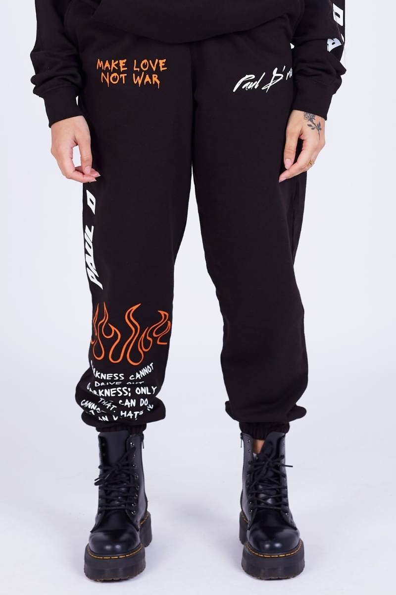 Black Flame Scripted Joggers