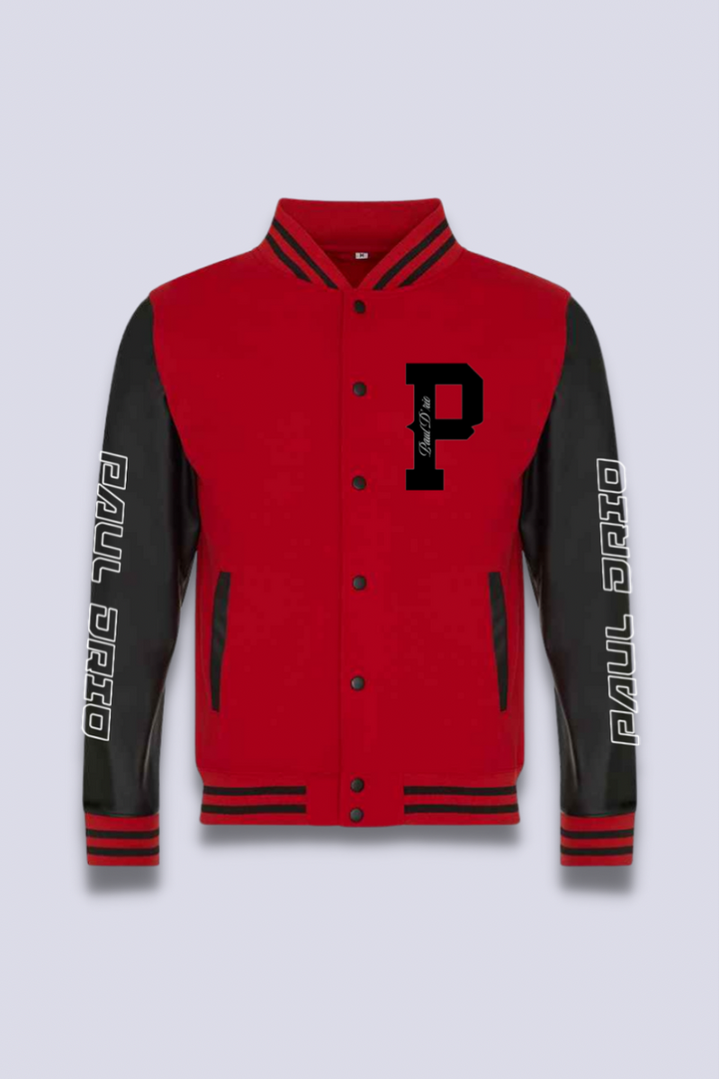 Limited edition: Fire Red Varsity Jacket with Faux Leather sleeves